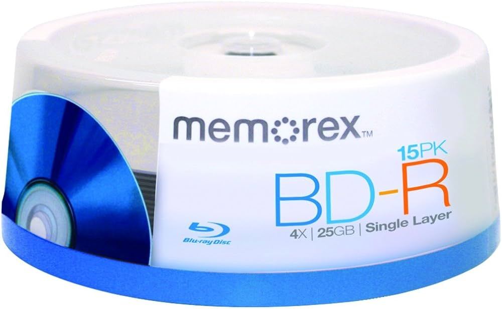 Memorex Blu-Ray BD-R 4x 25 GB Spindle, 15 Pack Sealed
